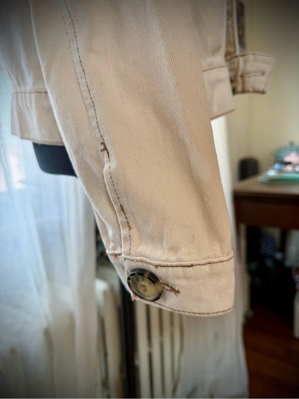 Free People Cream Button-Front Jean Jacket - Picture 6 of 15